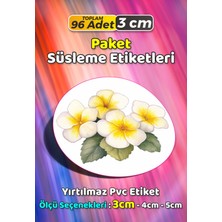 Sb Store Çiçek Temalı Ambalaj Hediye Paket Süsleme Etiketi Model 357 - 96 Adet 3cm