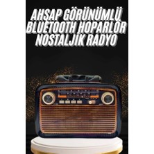 Nostaljik Görünümlü Ahşap Radyo Tf Sd USB Girişli LED Fener Işıklı Nemere