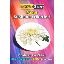 Sb Store Çiçek Temalı Ambalaj Hediye Paket Süsleme Etiketi Model 347 - 96 Adet 3cm