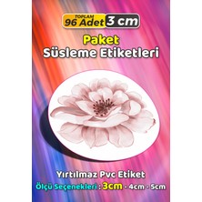Sb Store Çiçek Temalı Ambalaj Hediye Paket Süsleme Etiketi Model 344 - 96 Adet 3cm