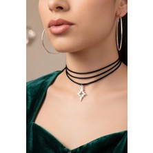 Takıconcept Kuzey Yıldızı Detaylı 3 Sıra Choker Kolye Ip Choker