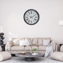 River World Duvar Saati 40 cm Metal Silver Elegance