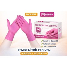 Sylar Pembe Nitril Eldiven M Beden Pudrasız 100’LÜ 1 Kutu Tek Kullanımlık Dayanıklı Muayene Eldiveni