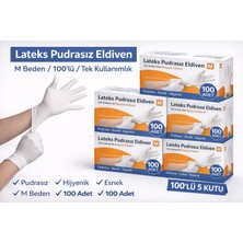 Sylar Lateks Pudrasız Eldiven M Beden 100'LÜ 5 Kutu – Tek Kullanımlık Elastik Muayene Eldiveni Toplu Paket