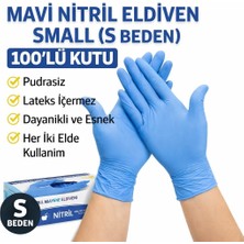 Sylar Mavi Nitril Eldiven Small S Beden Pudrasız 100’LÜ 1 Kutu Tek Kullanımlık Muayene Eldiveni Lateksiz Koruyucu Eldiven