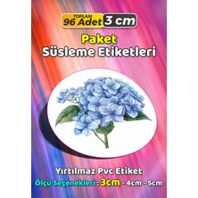 Sb Store Çiçek Temalı Ambalaj Hediye Paket Süsleme Etiketi Model 337 - 96 Adet 3cm