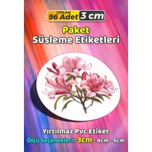 Sb Store Çiçek Temalı Ambalaj Hediye Paket Süsleme Etiketi Model 336 - 96 Adet 3cm