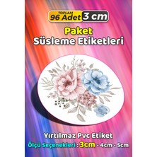 Sb Store Çiçek Temalı Ambalaj Hediye Paket Süsleme Etiketi Model 342 - 96 Adet 3cm
