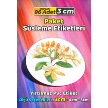 Sb Store Çiçek Temalı Ambalaj Hediye Paket Süsleme Etiketi Model 335 - 96 Adet 3cm