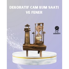 Ahşap Kum Saati ve Deniz Feneri Figürü Bir Arada – Ev & Ofis Dekorasyonu Nemere