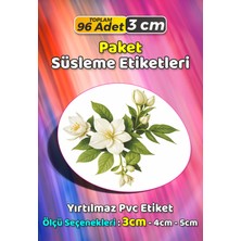 Sb Store Çiçek Temalı Ambalaj Hediye Paket Süsleme Etiketi Model 356 - 96 Adet 3cm