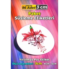 Sb Store Çiçek Temalı Ambalaj Hediye Paket Süsleme Etiketi Model 366 - 96 Adet 3cm