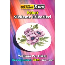 Sb Store Çiçek Temalı Ambalaj Hediye Paket Süsleme Etiketi Model 333 - 96 Adet 3cm