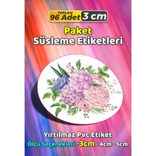 Sb Store Çiçek Temalı Ambalaj Hediye Paket Süsleme Etiketi Model 367 - 96 Adet 3cm