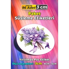Sb Store Çiçek Temalı Ambalaj Hediye Paket Süsleme Etiketi Model 369 - 96 Adet 3cm