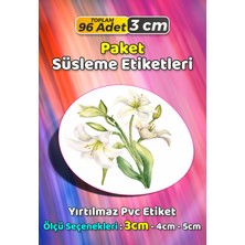 Sb Store Çiçek Temalı Ambalaj Hediye Paket Süsleme Etiketi Model 340 - 96 Adet 3cm