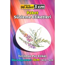 Sb Store Çiçek Temalı Ambalaj Hediye Paket Süsleme Etiketi Model 364 - 96 Adet 3cm