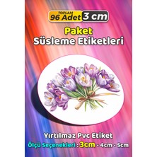 Sb Store Çiçek Temalı Ambalaj Hediye Paket Süsleme Etiketi Model 339 - 96 Adet 3cm