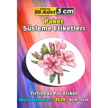 Sb Store Çiçek Temalı Ambalaj Hediye Paket Süsleme Etiketi Model 359 - 96 Adet 3cm
