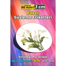 Sb Store Çiçek Temalı Ambalaj Hediye Paket Süsleme Etiketi Model 330 - 96 Adet 3cm