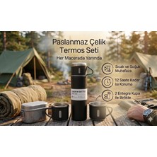 Vacuum Bottle Paslanmaz Çelik Termos 3 Bardaklı 500 ml Kutulu Sızdırmaz Se