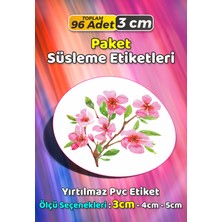 Sb Store Çiçek Temalı Ambalaj Hediye Paket Süsleme Etiketi Model 349 - 96 Adet 3cm