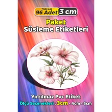 Sb Store Çiçek Temalı Ambalaj Hediye Paket Süsleme Etiketi Model 345 - 96 Adet 3cm
