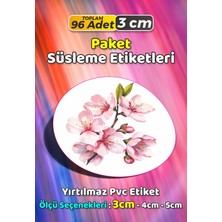 Sb Store Çiçek Temalı Ambalaj Hediye Paket Süsleme Etiketi Model 338 - 96 Adet 3cm