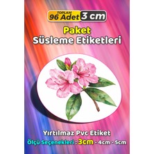 Sb Store Çiçek Temalı Ambalaj Hediye Paket Süsleme Etiketi Model 358 - 96 Adet 3cm