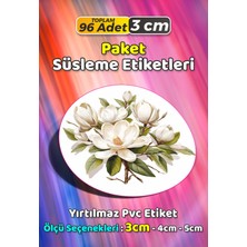 Sb Store Çiçek Temalı Ambalaj Hediye Paket Süsleme Etiketi Model 334 - 96 Adet 3cm