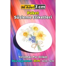 Sb Store Çiçek Temalı Ambalaj Hediye Paket Süsleme Etiketi Model 360 - 96 Adet 3cm