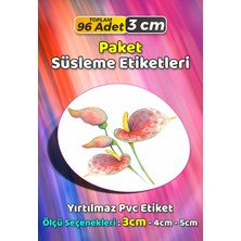 Sb Store Çiçek Temalı Ambalaj Hediye Paket Süsleme Etiketi Model 368 - 96 Adet 3cm