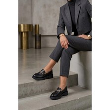 Stilbagshoes Agatha Ithal Toka Detaylı Leofer Kadın Ayakkabı Siyah