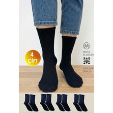 Yasyas 4 Çift Pamuklu Fitilli Çizgili Spor Tenis Kolej Çorap