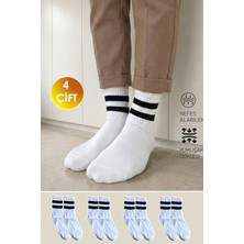 Yasyas 4 Çift Pamuklu Çizgili Kolej Tenis Çorap Seti