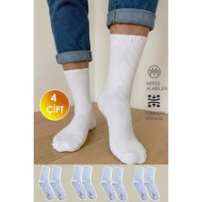 Yasyas 4 Çift Pamuklu Fitilli Çizgili Spor Tenis Kolej Çorap