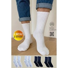 Yasyas 4 Çift Pamuklu Fitilli Çizgili Spor Tenis Kolej Çorap