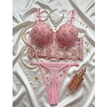 Arona Pembe Cıceklı Destekli Bralet