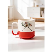 BB Design Çiçekli Zarf Tasarımlı Seramik Baskılı Pro Kupa Bardak 330ML