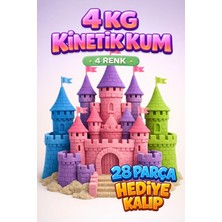 Kinetic Sand 4 kg Kinetik Kum 4 Renk ve 28 Adet Kum Kalıbı - Eğitici ve Öğretici Oyun Kumu Seti