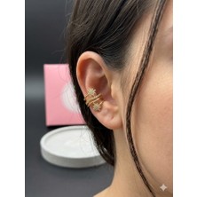 Alsem Gümüş Kaplama Kutup Yıldızı Earcuff Küpe , Gold Sirius Sıkıştırmalı Küpe