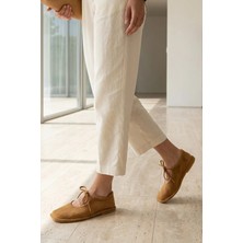 Stilbagshoes JERRİ KÜT BURUN BİLEK BAĞLAMA DETAYLI KADIN BABET TABA