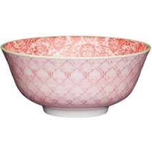 Mikasa KCBOWL12 Sırlı Seramik Kase Kırmızı Rose Garden Desenli