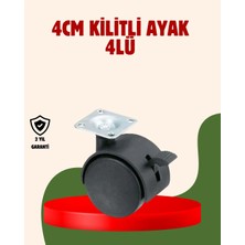 4 cm Kilitli Döner Ayak 4 Adet Sehpa ve Mobilya Ayağı Nemere