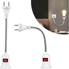 Ayt Ledx DY-112 Prizden E27 Duya Dönüştürücü 26CM Spiralli Anahtarlı Duy