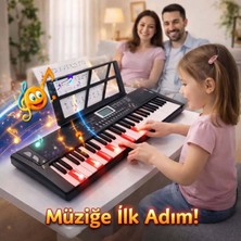 Multizone Işıklı Dijital Piyano Elektronik 61 Tuşlu Hediye Mikrofon Çocuk Başlangıç Org Klavye Demo