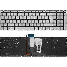 Notespare Hp Uyumlu Pavilion 15-AB219NT (V4P35EA), 15-AU004NT (W7S46EA) Klavye Tr Işıklı Gümüş - Büyük Enter