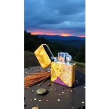 Ahşap El Yapımı Benzinli Çakmak - Hakiki Dişbudak Ağacı - Epoksi Dolgulu