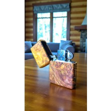 Ahşap El Yapımı Benzinli Çakmak - Hakiki Kayın Ağacı