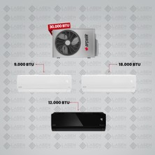 Arçelik 1+3 Multi Sistem Klima / 30100 Md Pro Dış Ünite ( 9 Btu Beyaz + 18 Btu Beyaz + 12 Btu Siyah Iç Üniteler )
